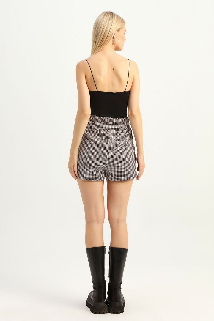 Belted Striped Shorts Skirt Powder