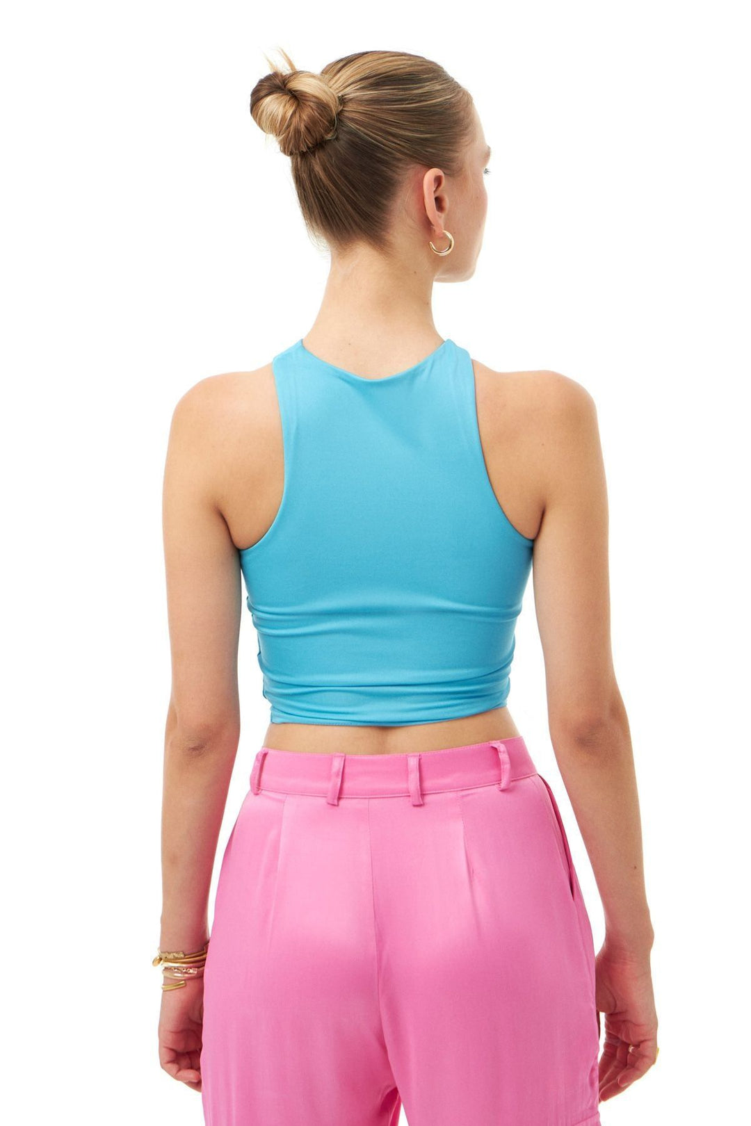 Dekolte Detaylı Bağlamalı Bluz Turkuaz