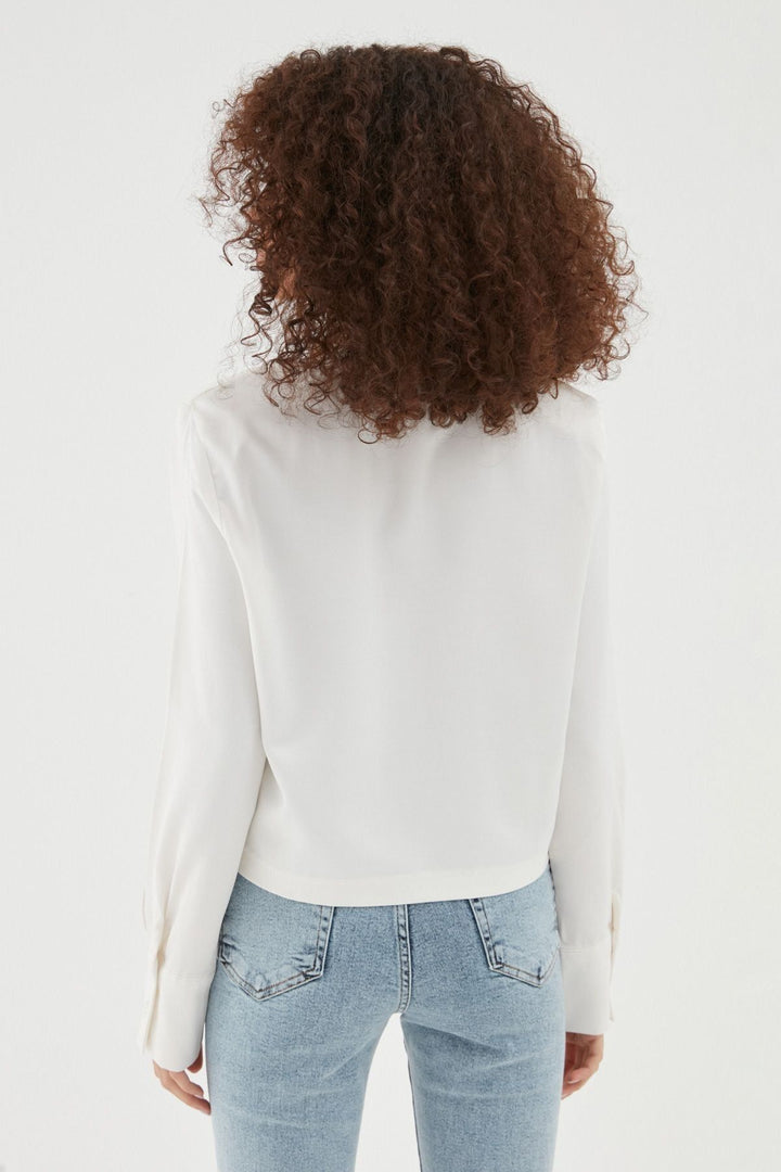 Satin Shirt Ecru with Wadding Sleeves