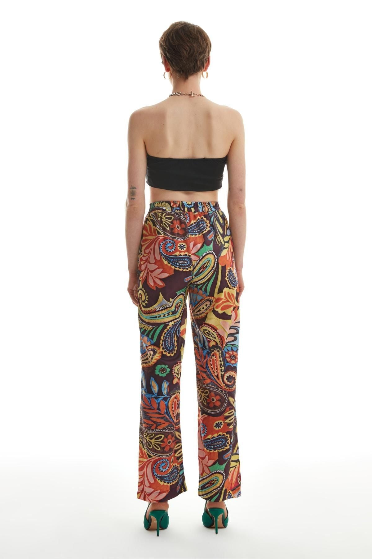 Colorful Patterned Trousers Orange