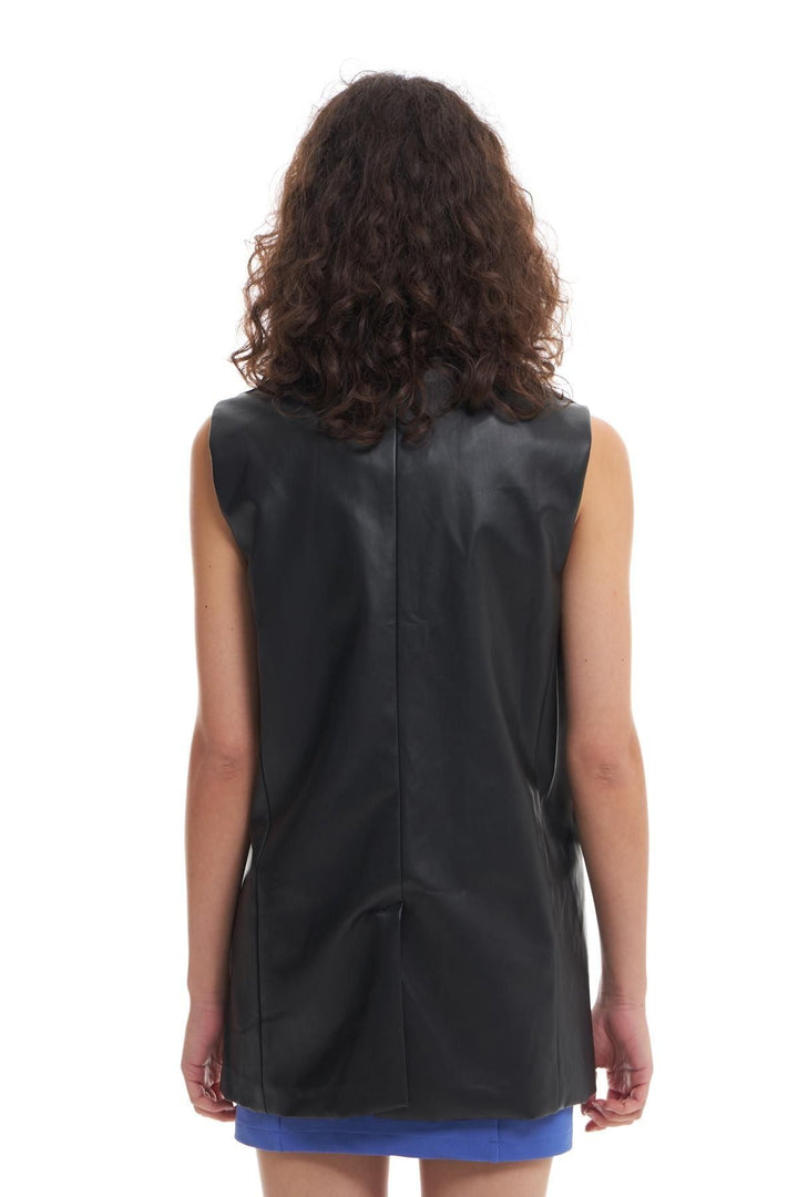 Blazer Leather Vest Jacket Black