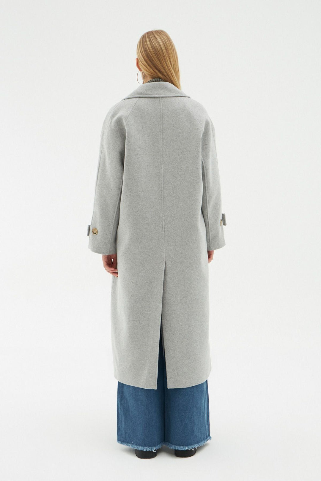 Pocket Long Oversize Coat Gray