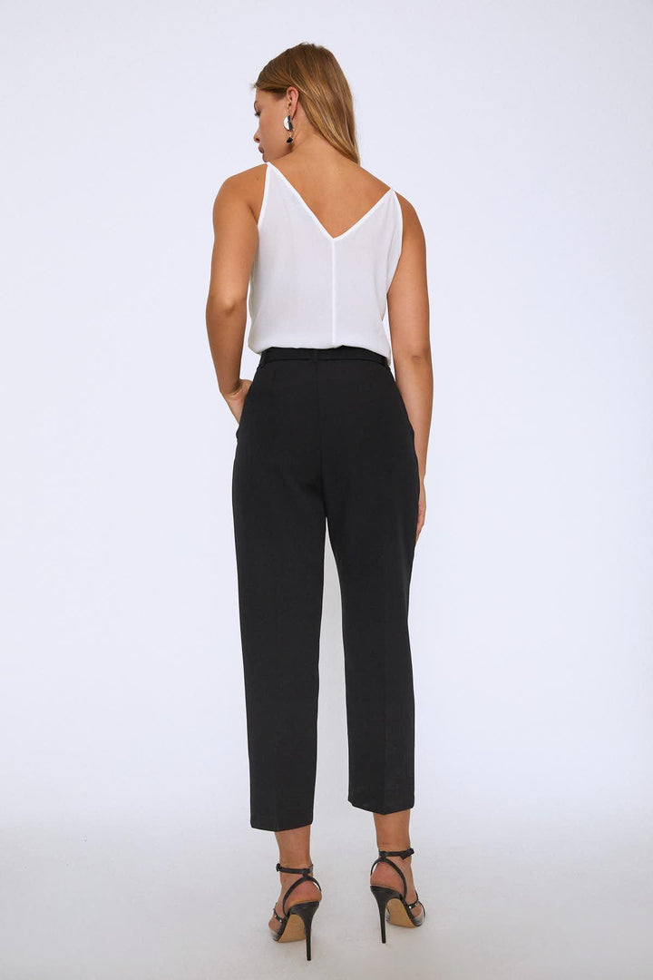 Tie Waist Pocket Trousers Black