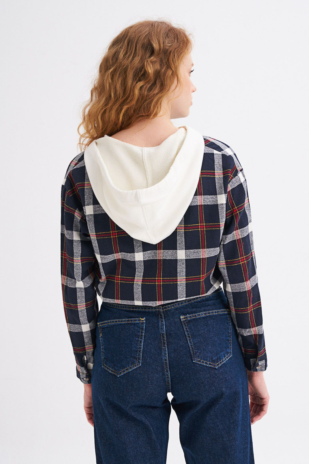 Kapüşonlu Ekose Gömlek Lacivert