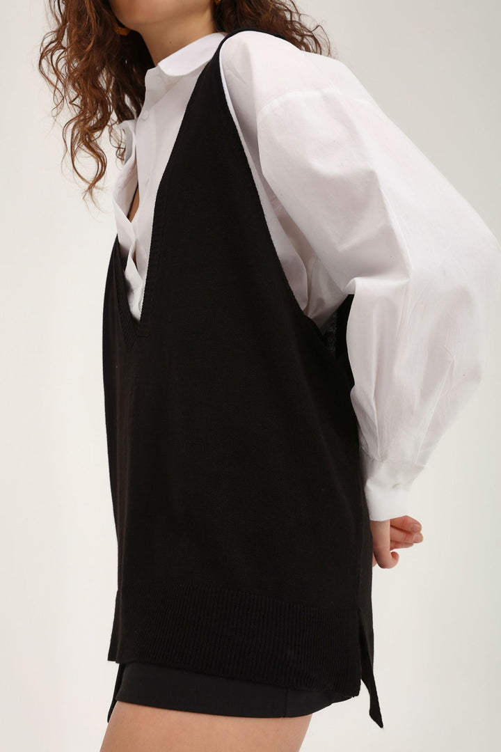 V Neck Sweater Black
