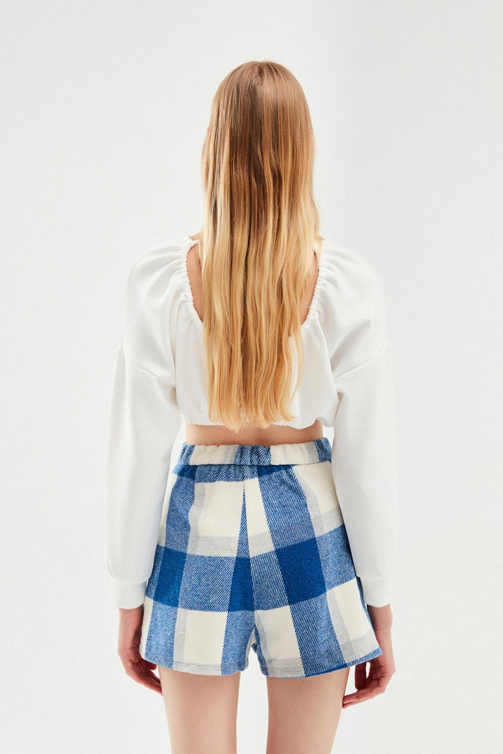 Plaid Mini Short Skirt Blue