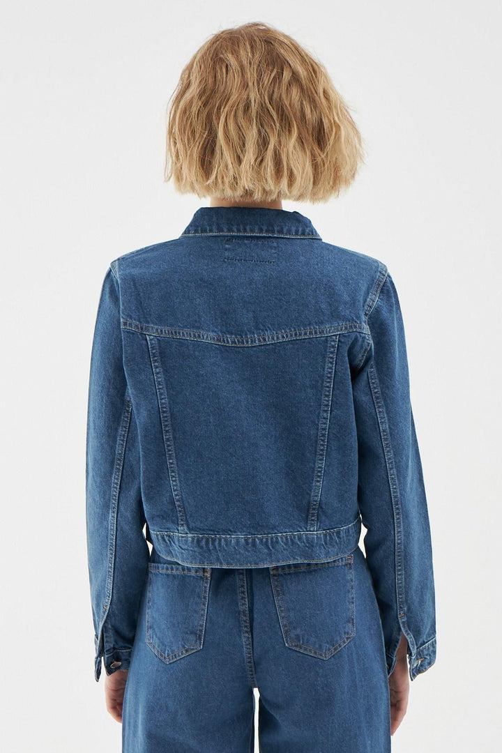 Crop Denim Jacket Blue
