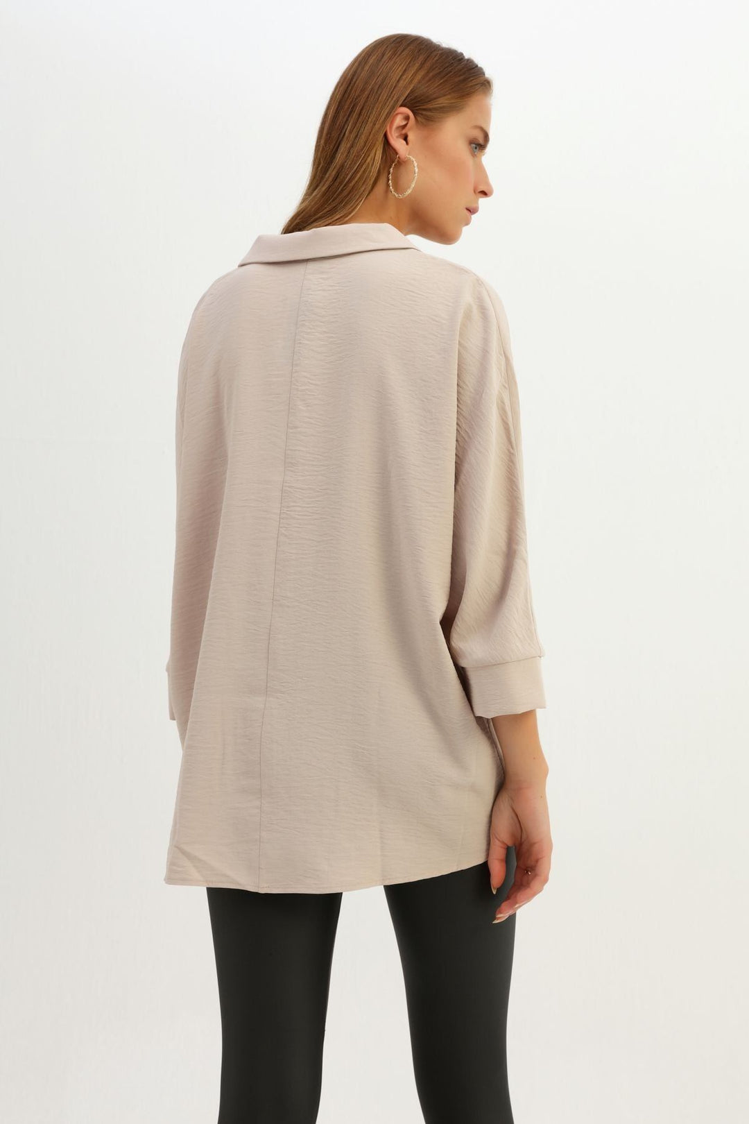 Tek Cepli Oversize Gömlek Taş