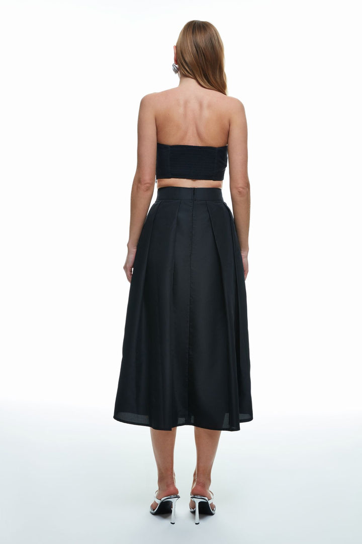 Pleated Pocket Midi Skirt Black