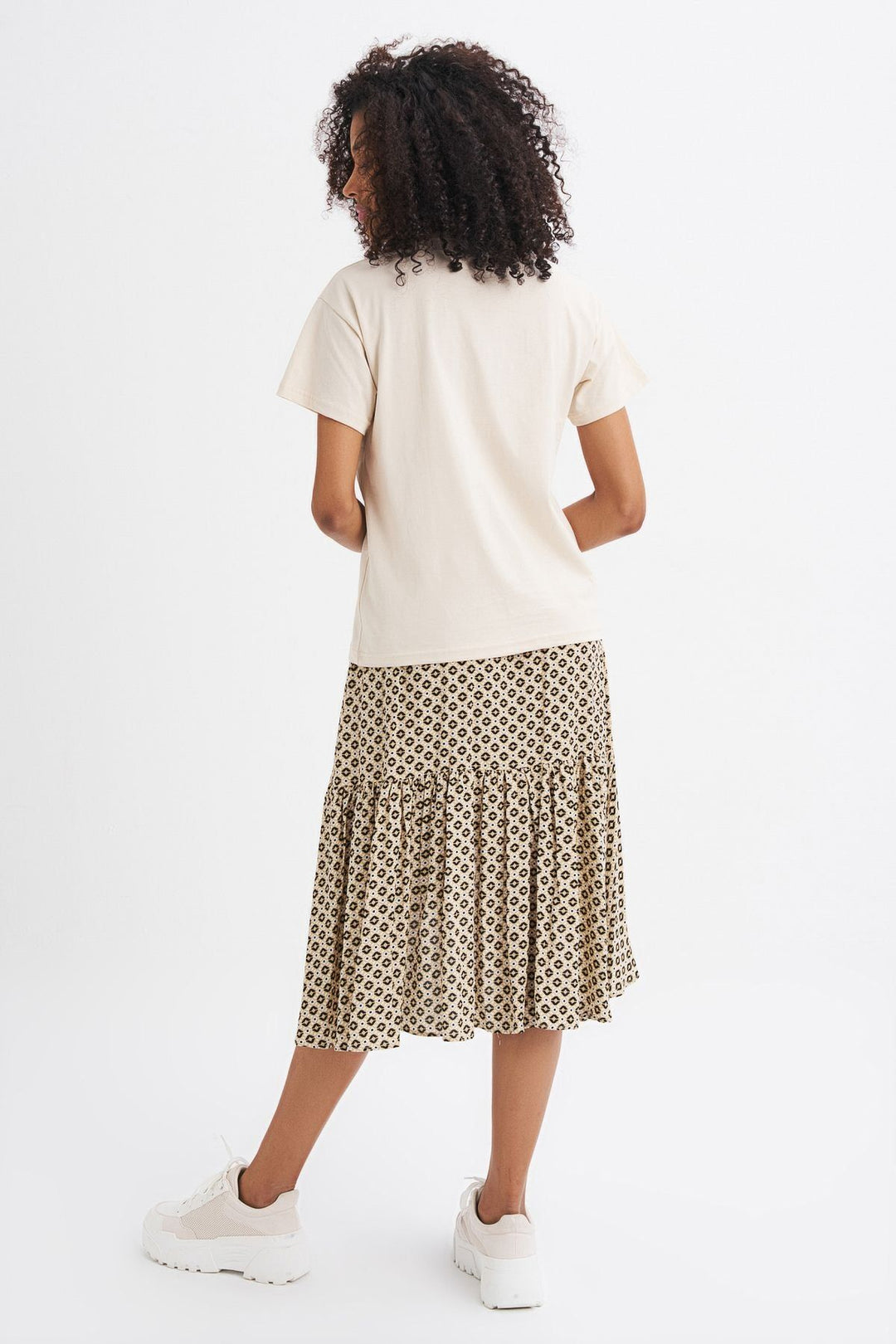 Baskılı Tişört Açık Bej