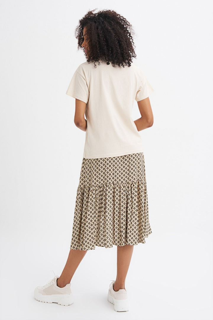 Baskılı Tişört Açık Bej