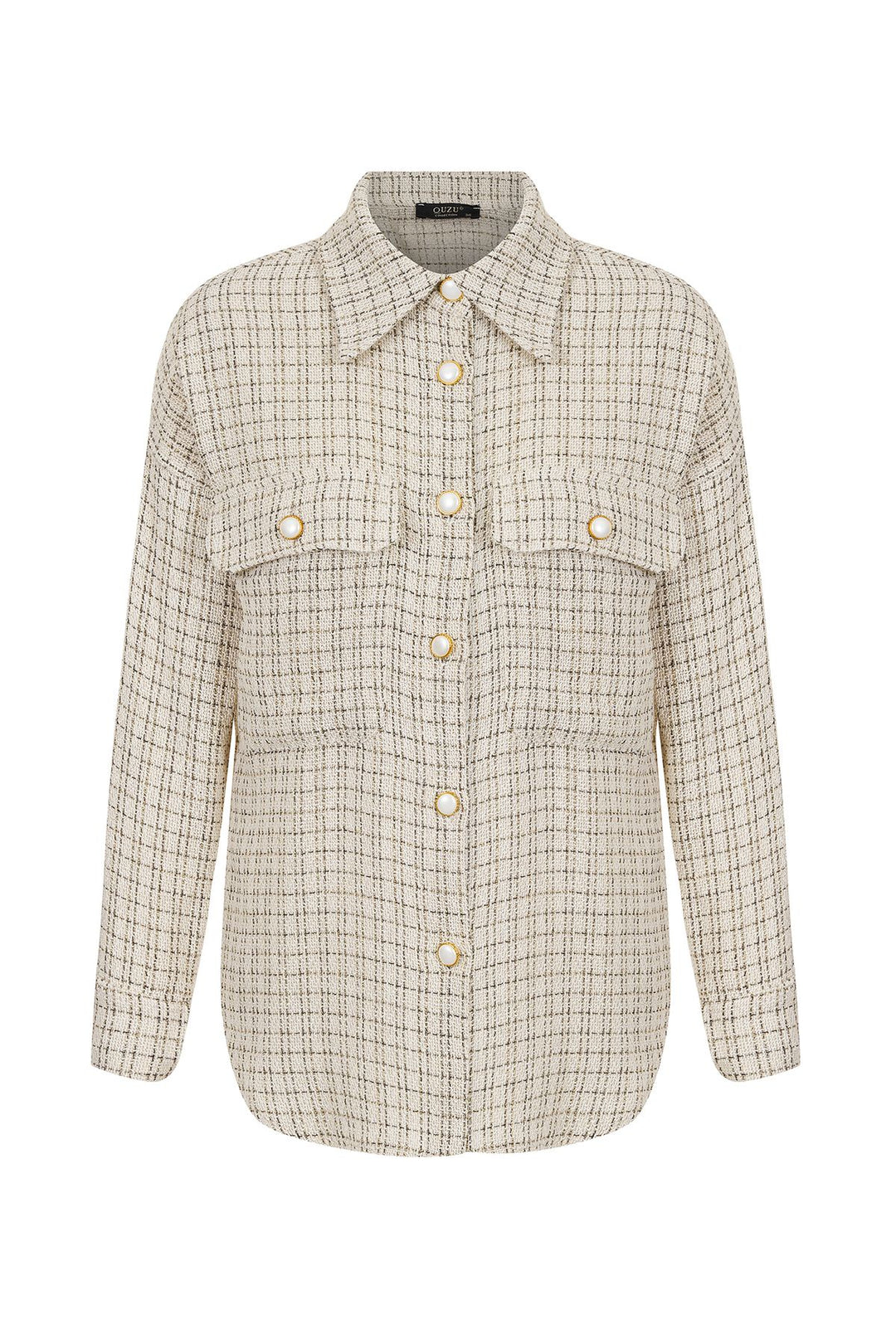 Cepli Düğmeli Tüvit Gömlek Ekru