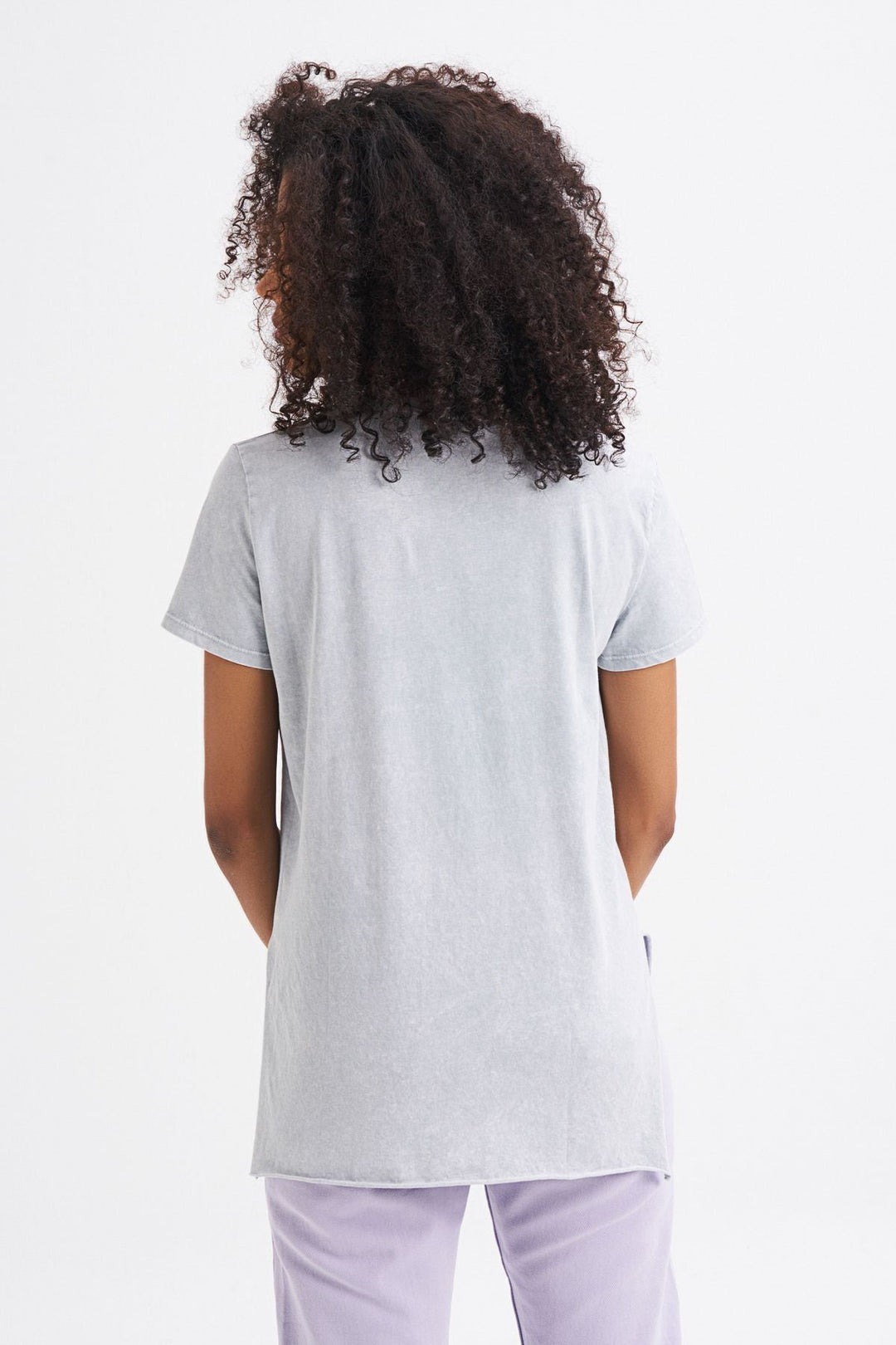 Yanı Yırtmaçlı Bisiklet Yaka Tişört Grimelanj