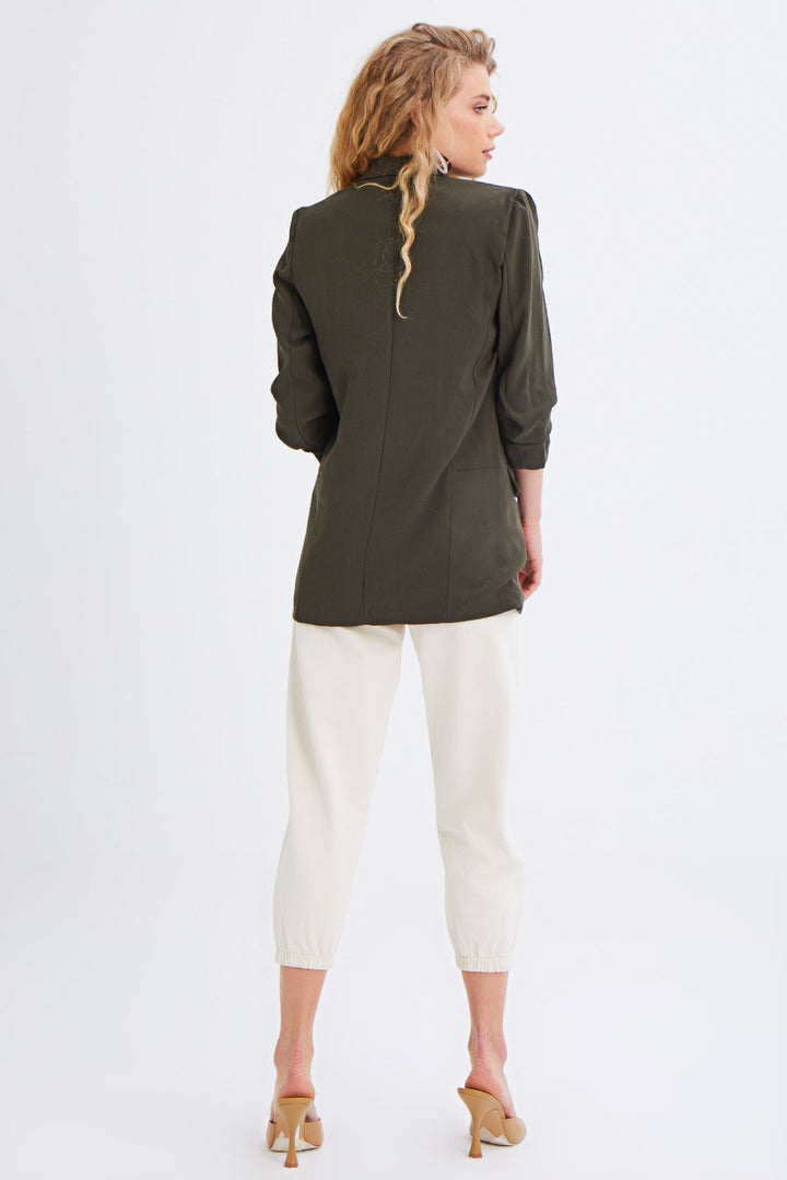 Shawl Collar Blazer Jacket Khaki