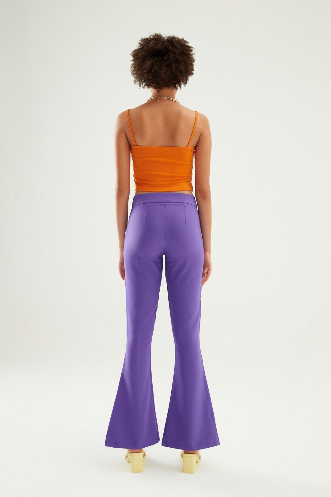 İspanyol Paça Yüksek Bel Pantolon Mor