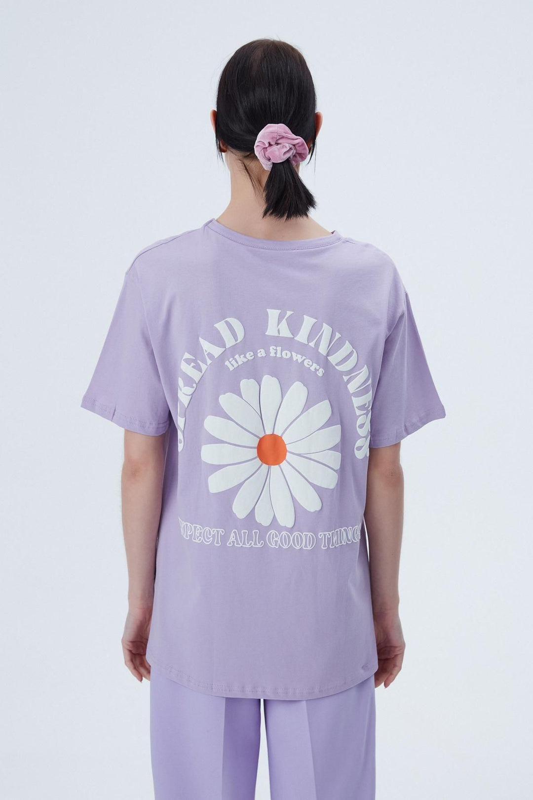 Back Daisy Printed T-Shirt Lilac