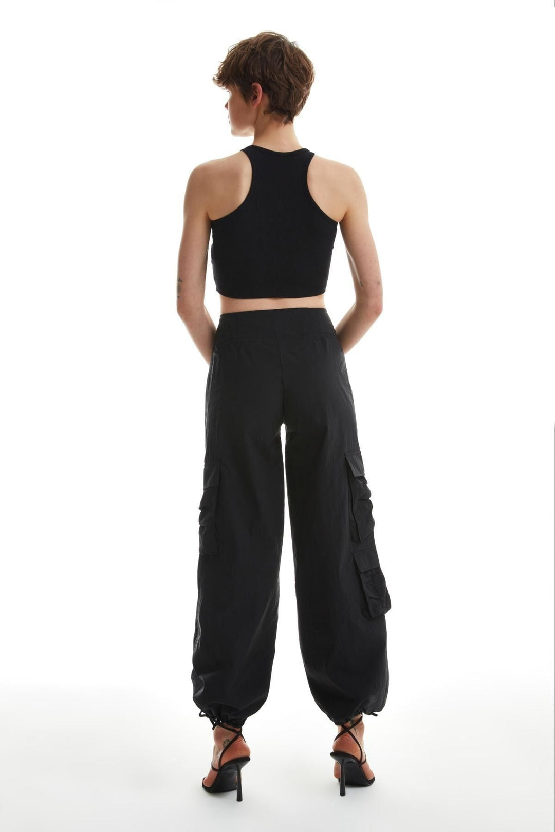 Elastic Elastic Parachute Trousers Black
