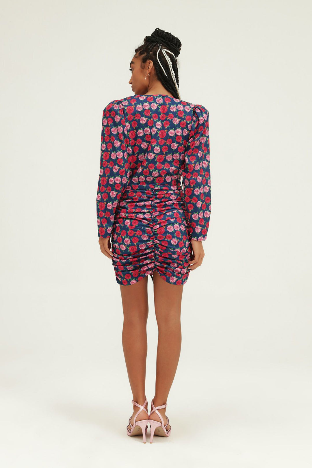 Floral Waistband Double Breasted Dress Fuchsia