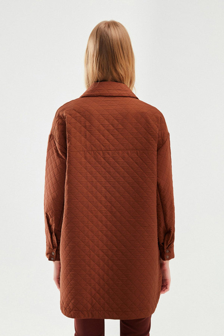 Oversize Quilted Jacket Brown