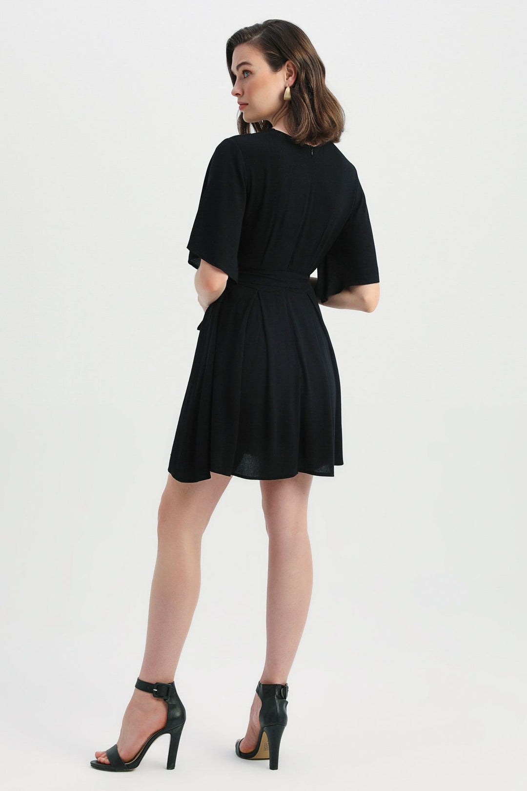 Tie Detailed Double Breasted Skirt Jumpsuit Black