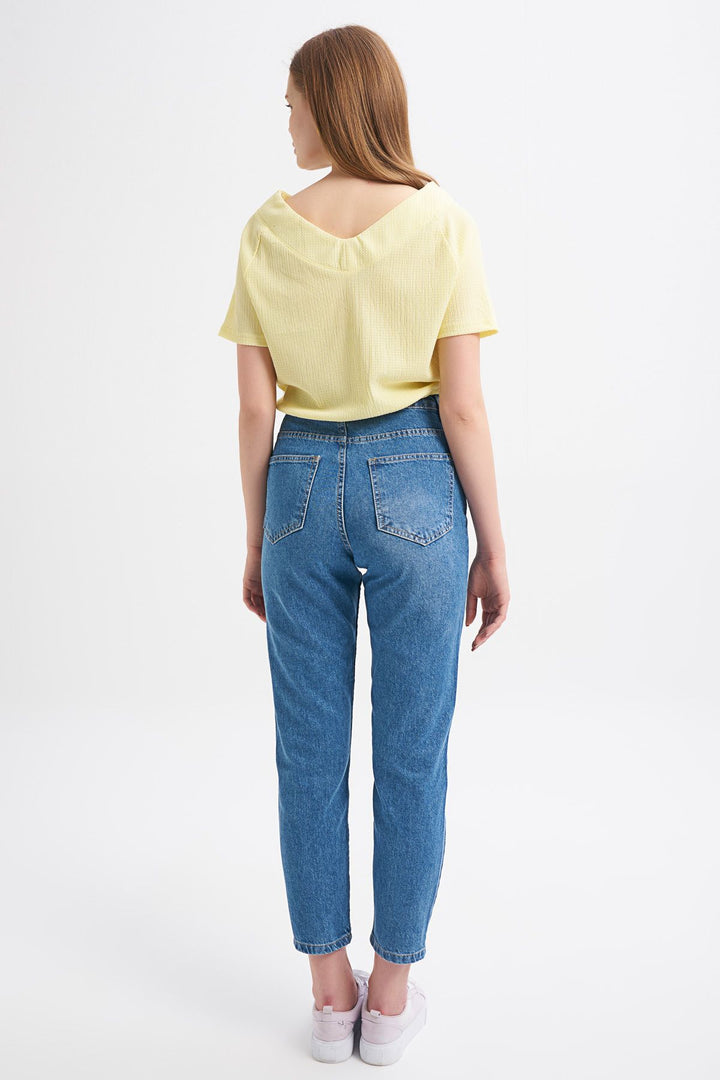 Tie Detailed V-Neck Blouse Yellow