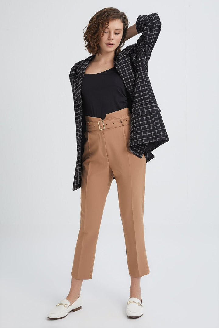 Checkered Oversize Blazer Jacket Black