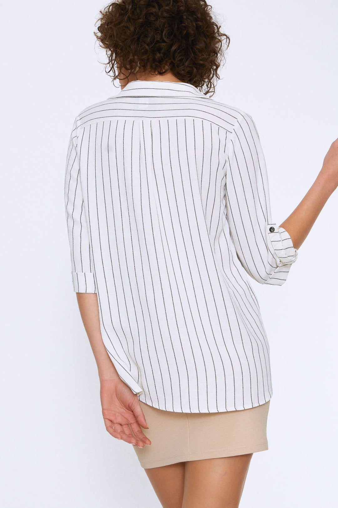 Front Pocket Striped Shirt Ecru
