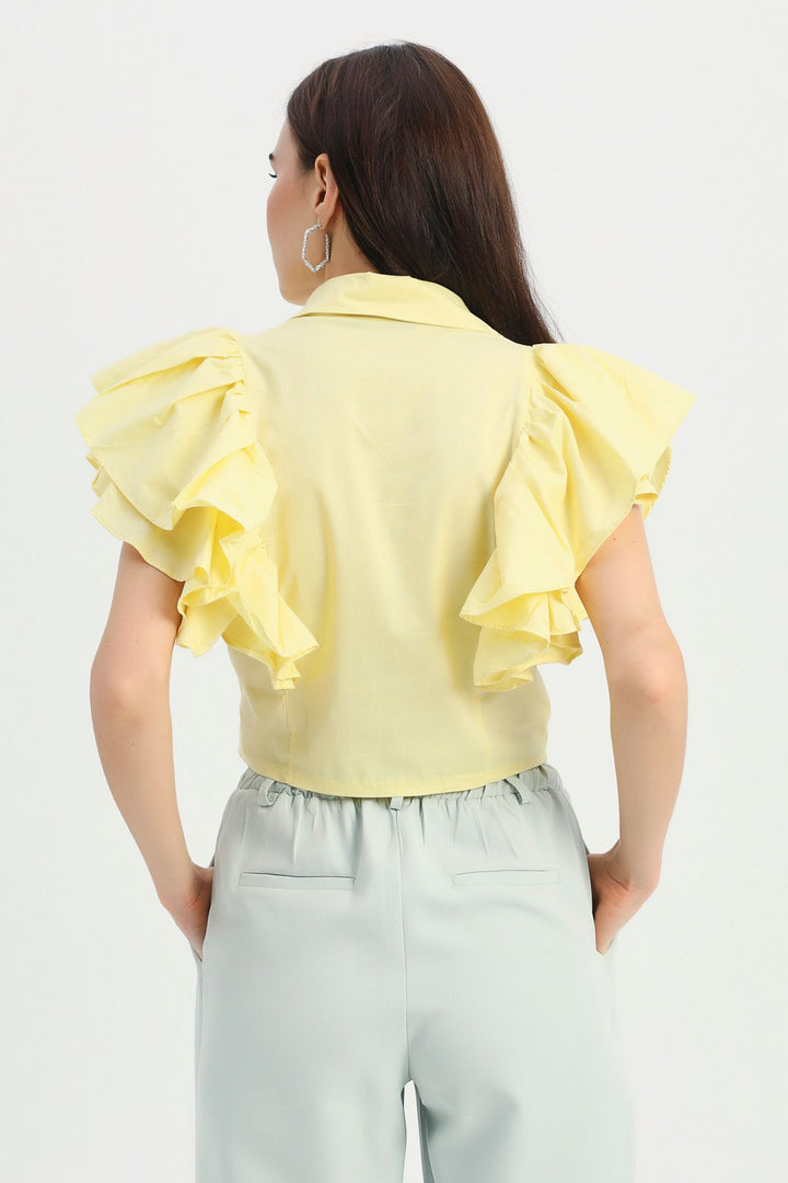 Ruffled Sleeves Shirt Yellow