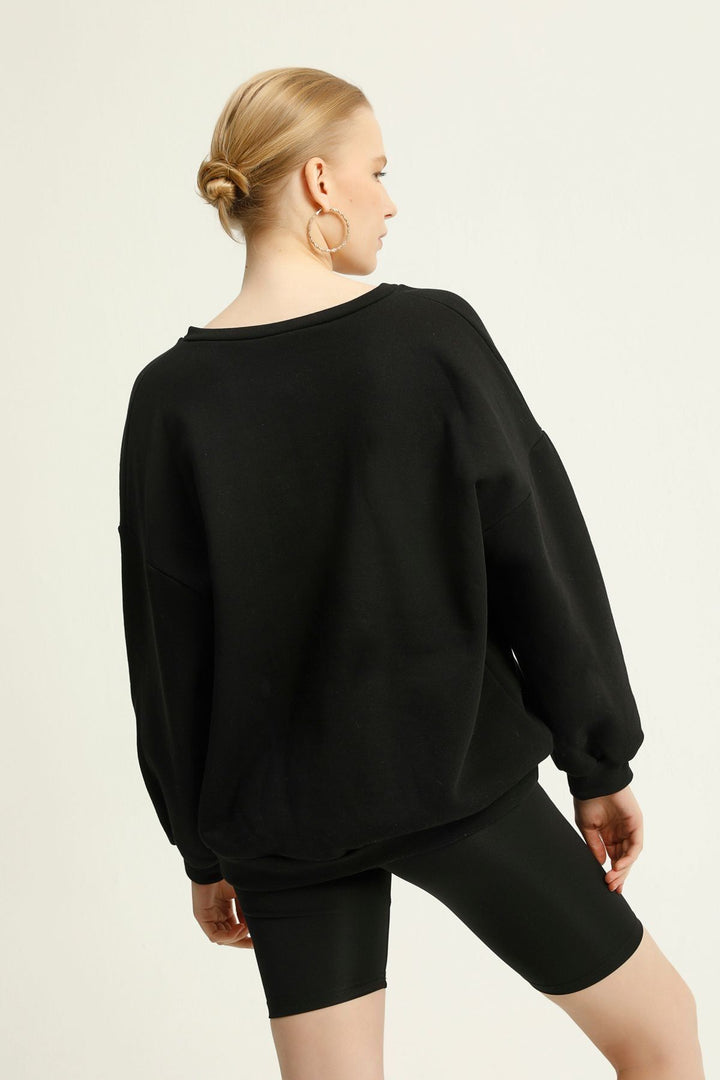 V Neck Sweatshirt Black