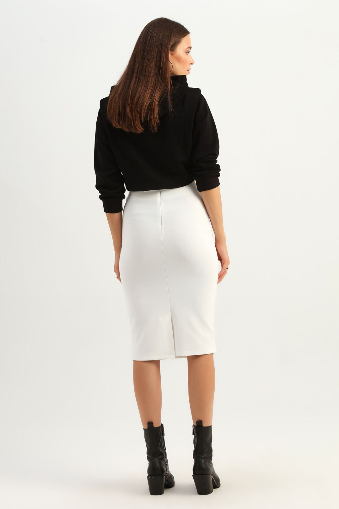 Midi Pencil Skirt Ecru