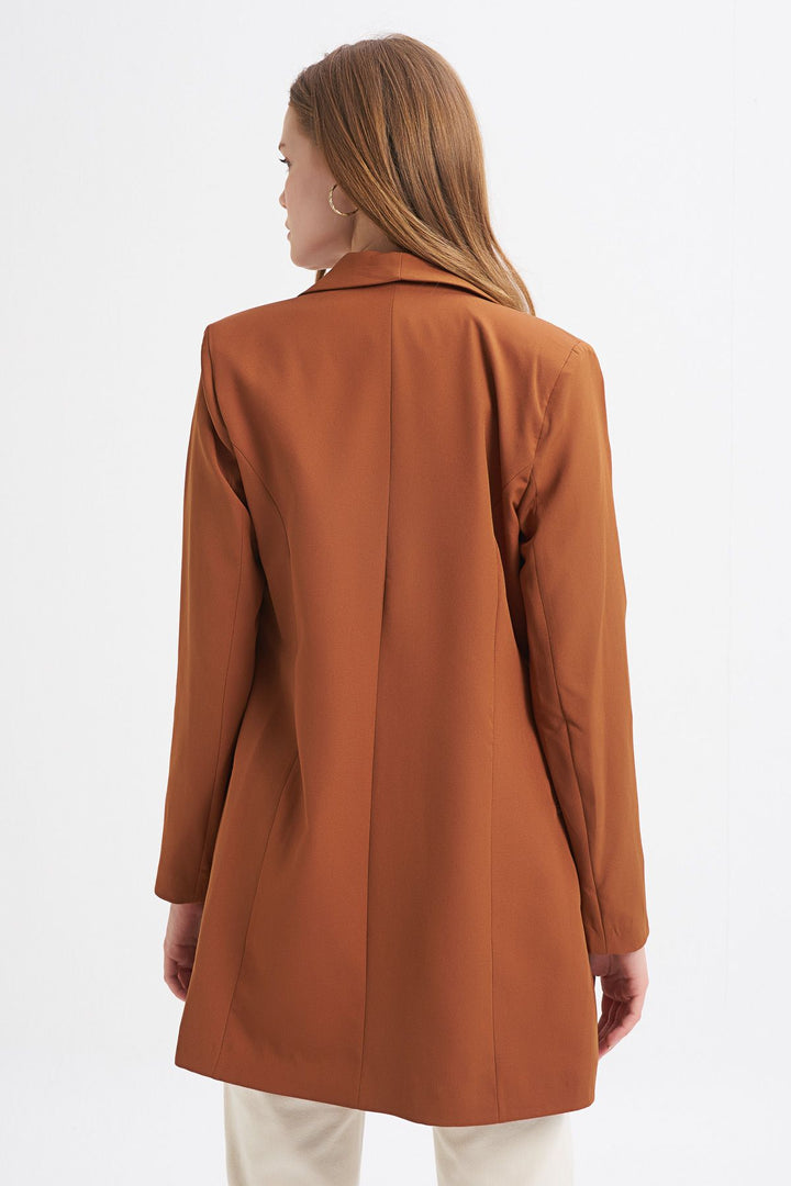 Kruvaze Blazer Ceket Taba