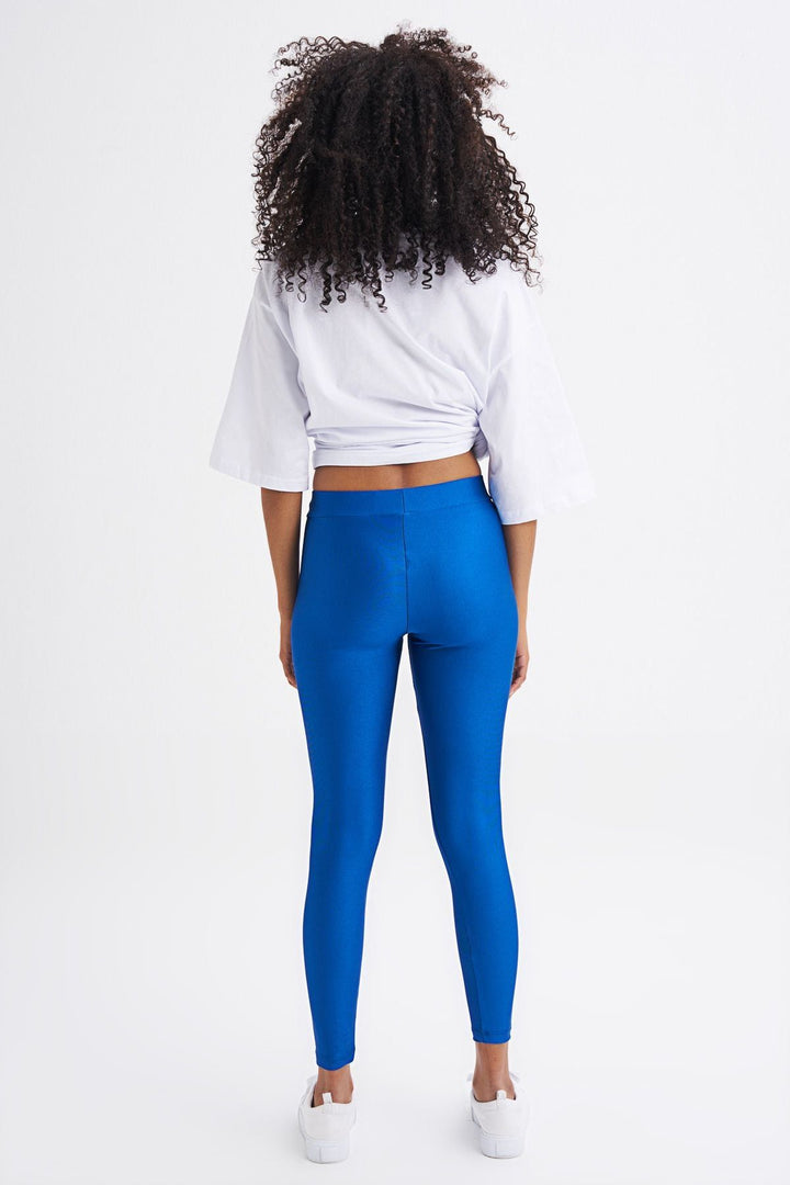 Shiny Disco Leggings Sax