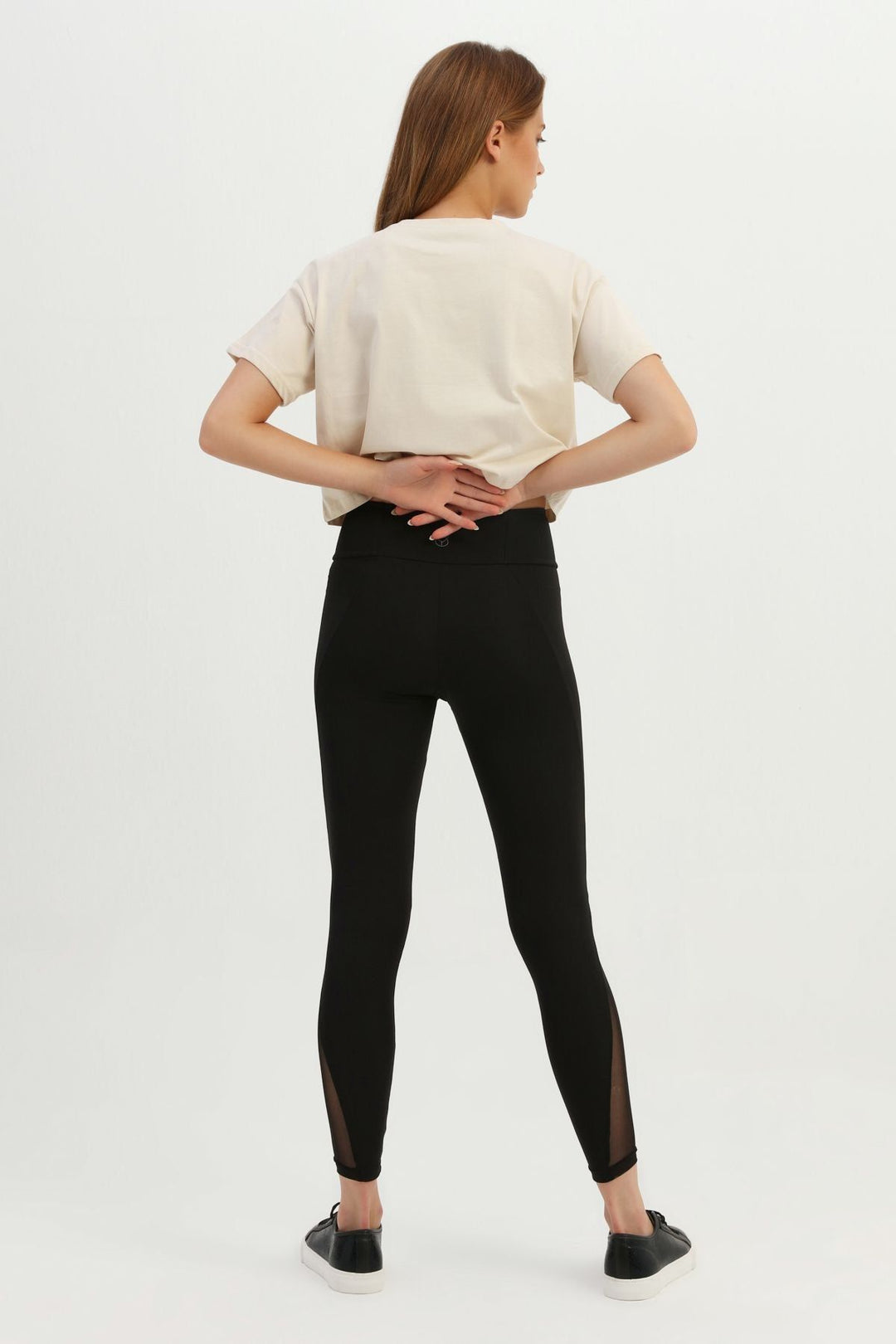 File Detaylı Spor Tayt Siyah