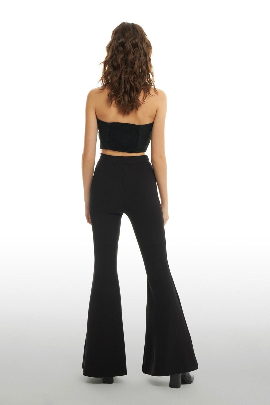 High Waist Flared Trousers Black