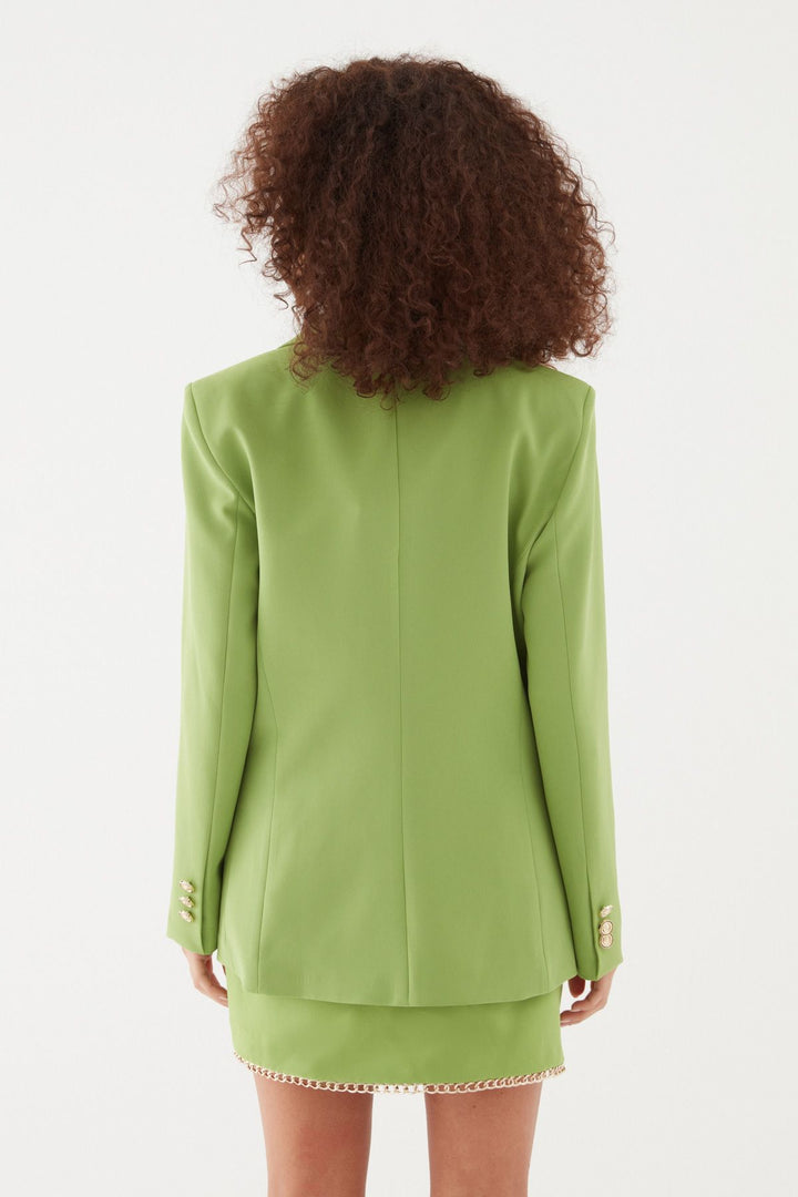 Düğme Detaylı Blazer Ceket Yeşil