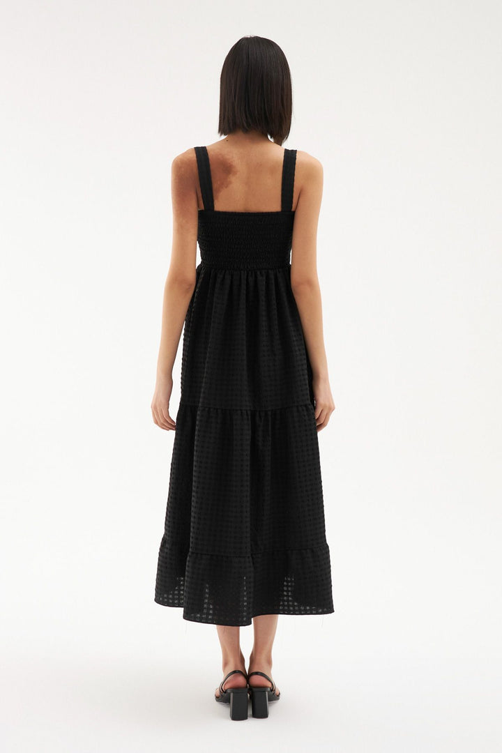 Askılı Fırfır Detaylı Elbise Siyah