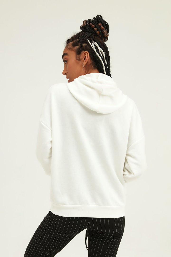 Printed Hoodie Sweatshirt White