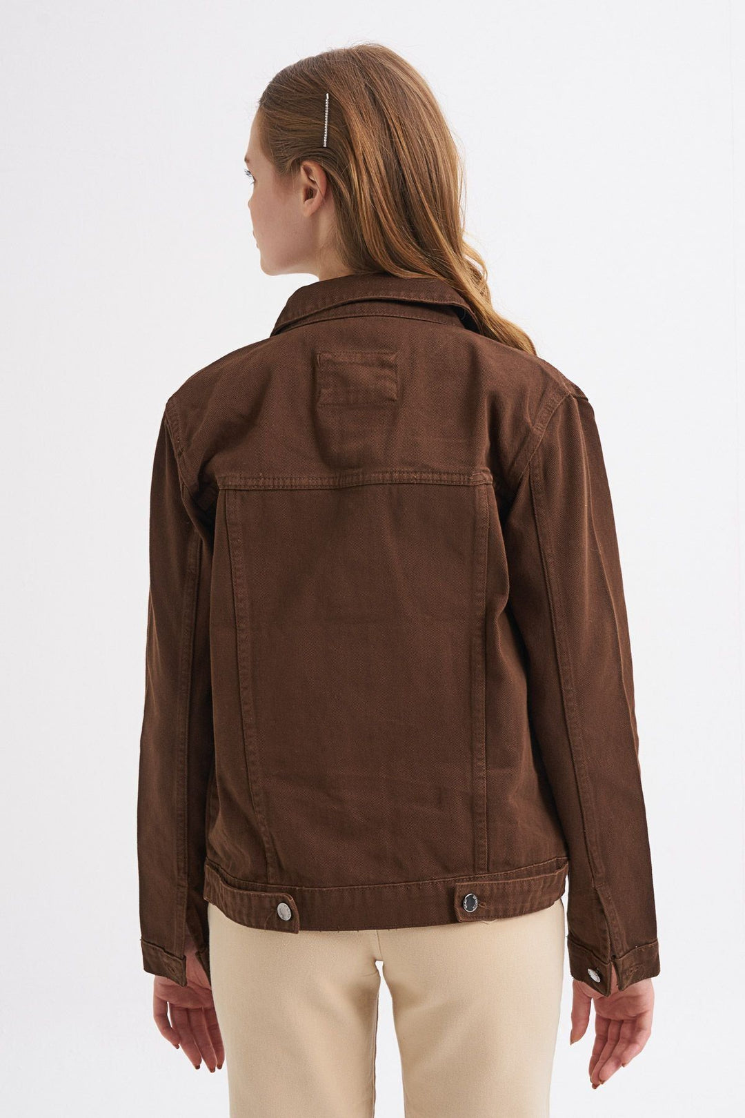Gabardine Denim Jacket Dark Brown
