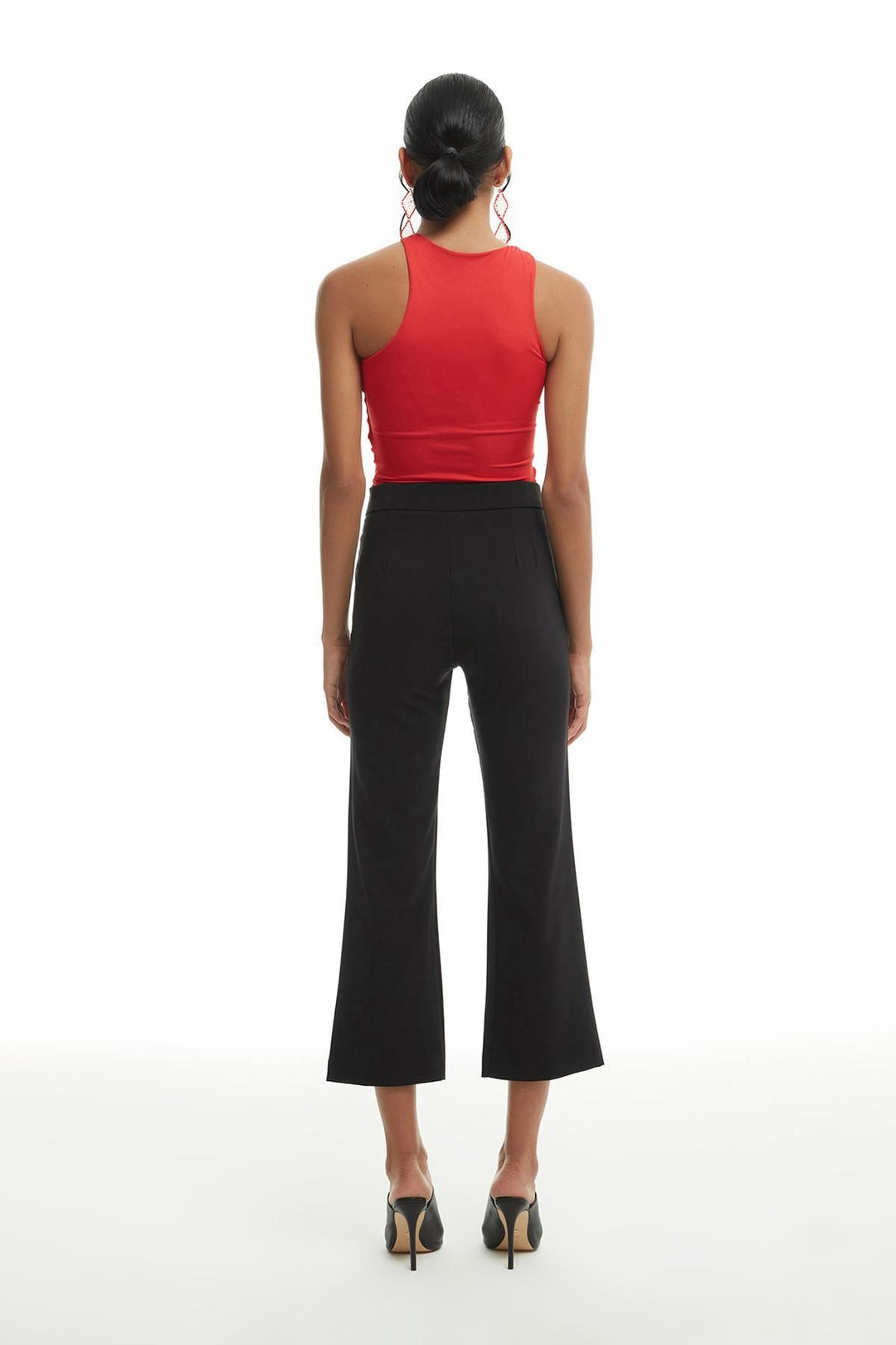 High Waist Fabric Trousers Black