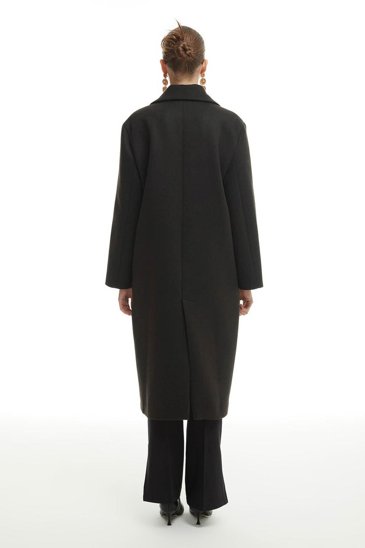 Buttoned Long Coat Black