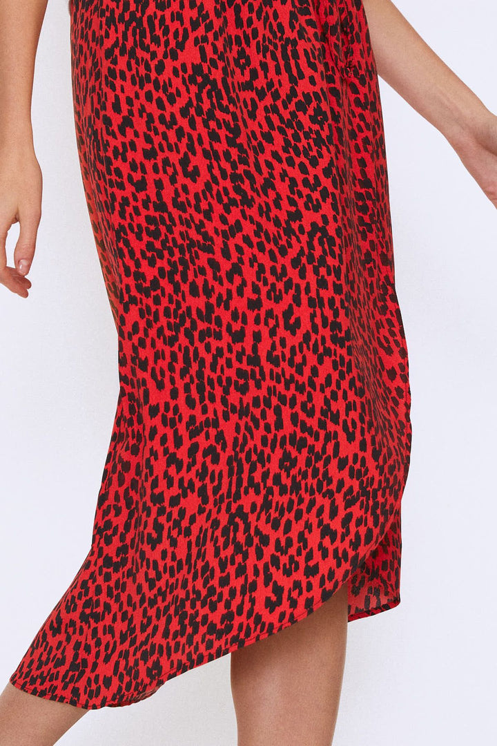 Patterned Wrap Skirt Coral