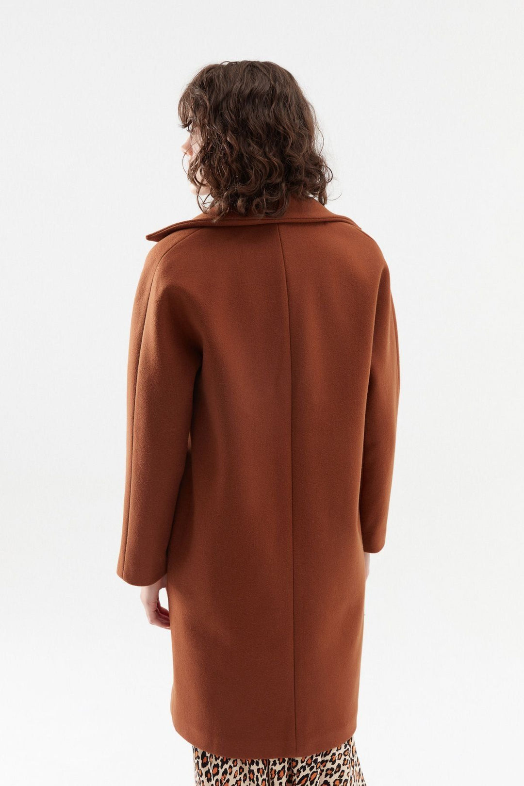 Düğmeli Kaşe Kaban Camel