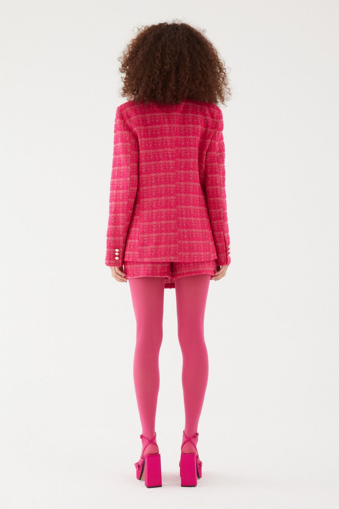 Kruvaze Tüvit Blazer Ceket Fuşya