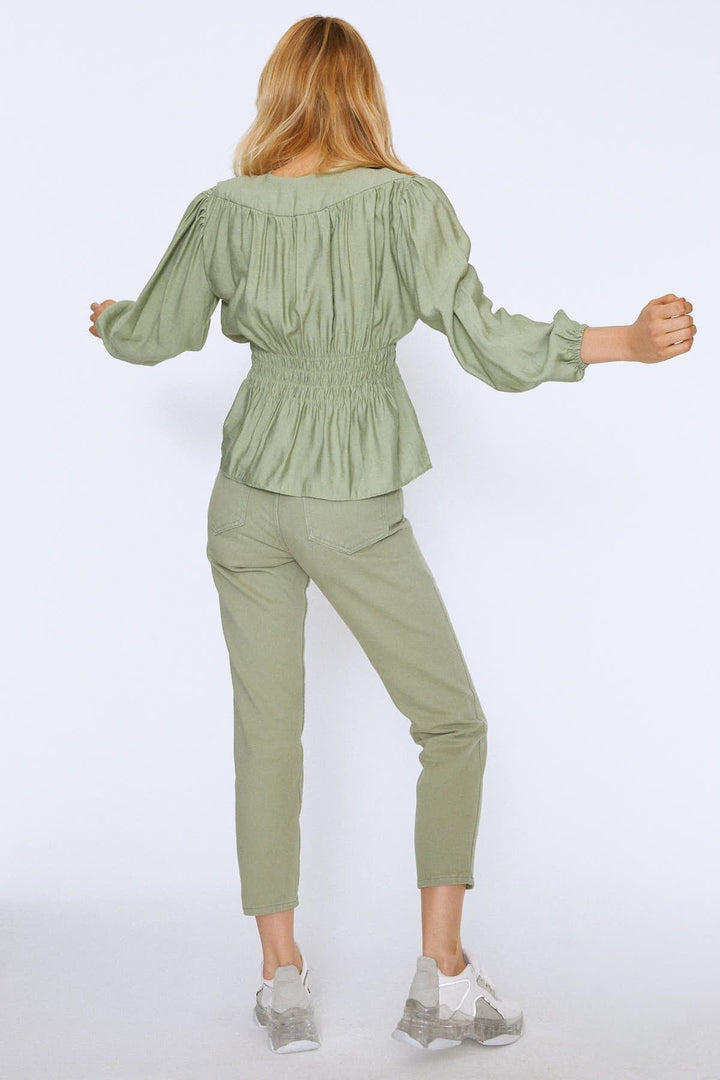 Long Sleeve Blouse With Waist Gippe Mint