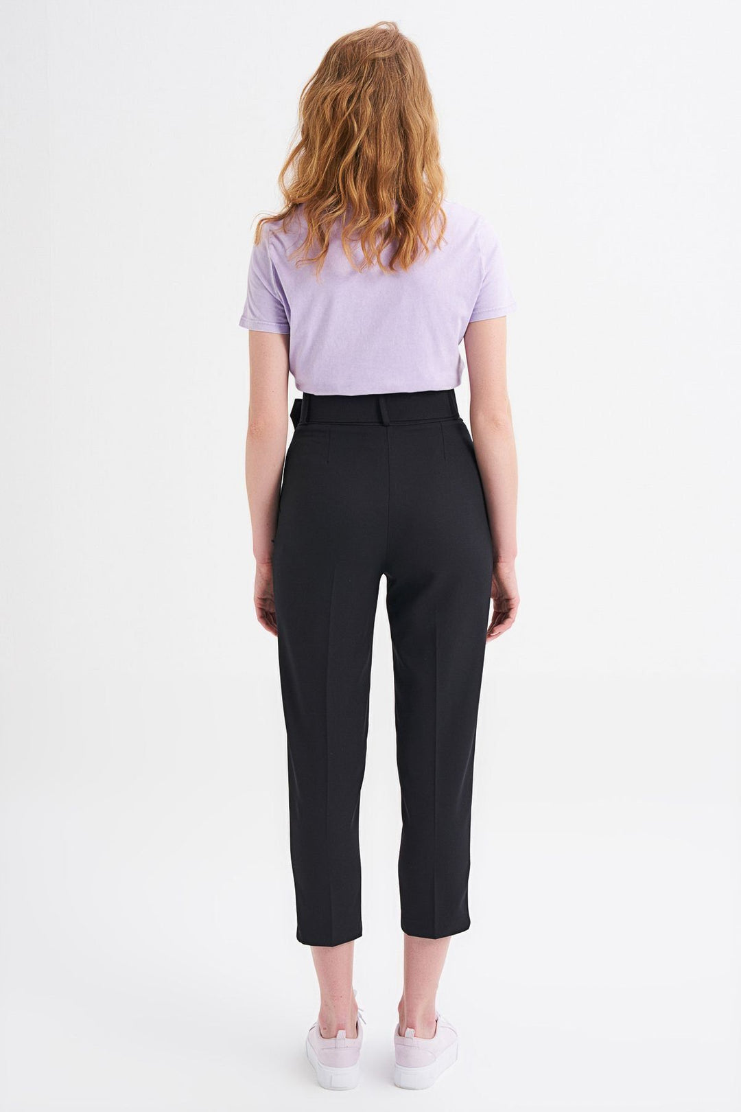 Waist Belt Fabric Trousers Black