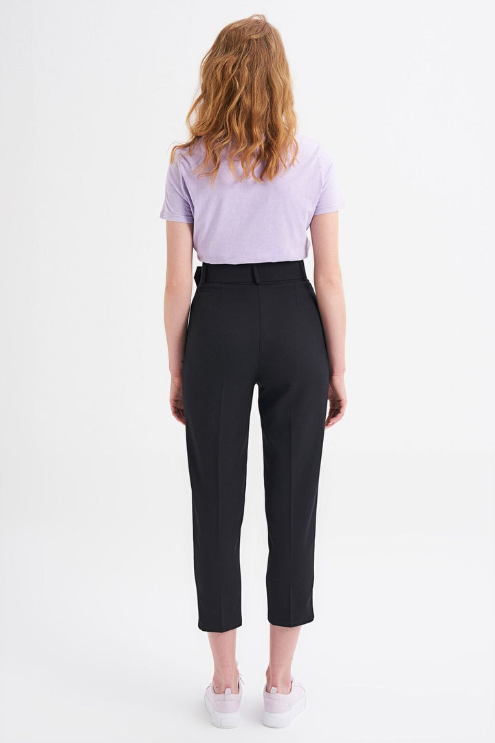 Waist Belt Fabric Trousers Black