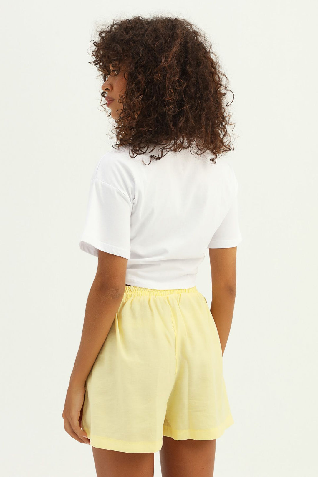 Tie Detailed Shorts Yellow