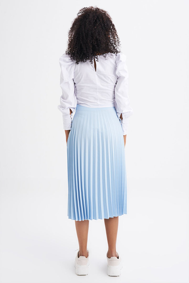 Pleated Midi Skirt Baby Blue