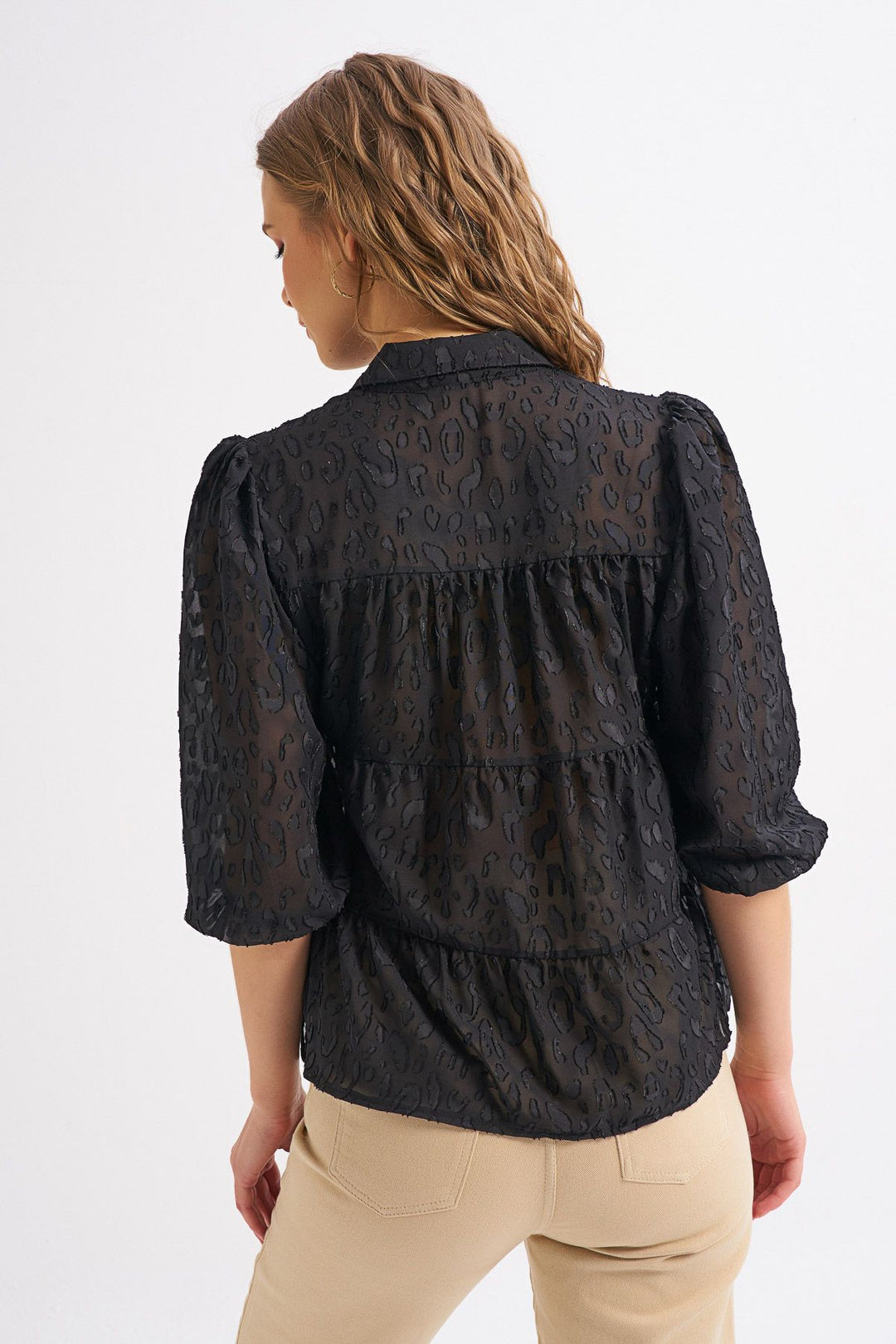 Guipure Detailed Shirt Black