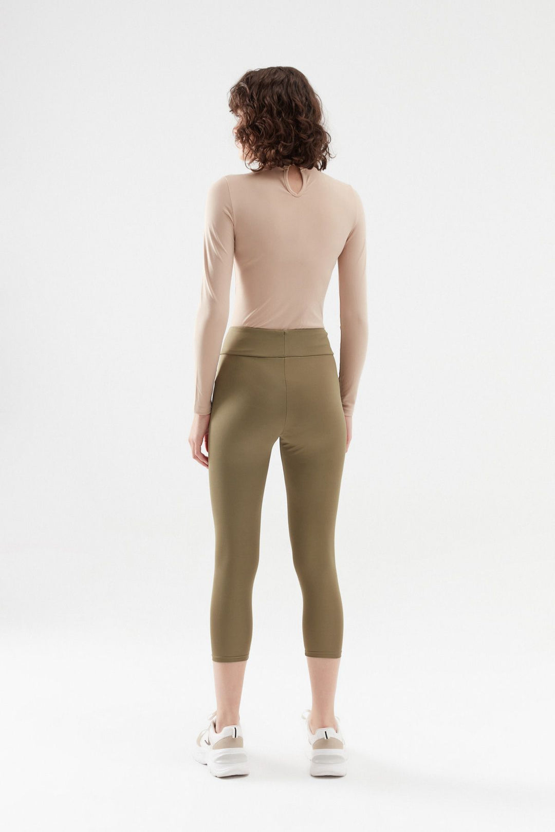 High Waist Basic Leggings Khaki